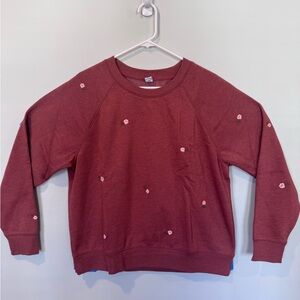 NWT Old Navy Crewneck Sweatshirt (Rust color with Rose Detail)